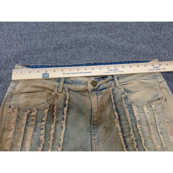 KDNK Men's Jeans Straight Leg Beige Blue Distressed Size 38 NWOT - Picture 3 of 13